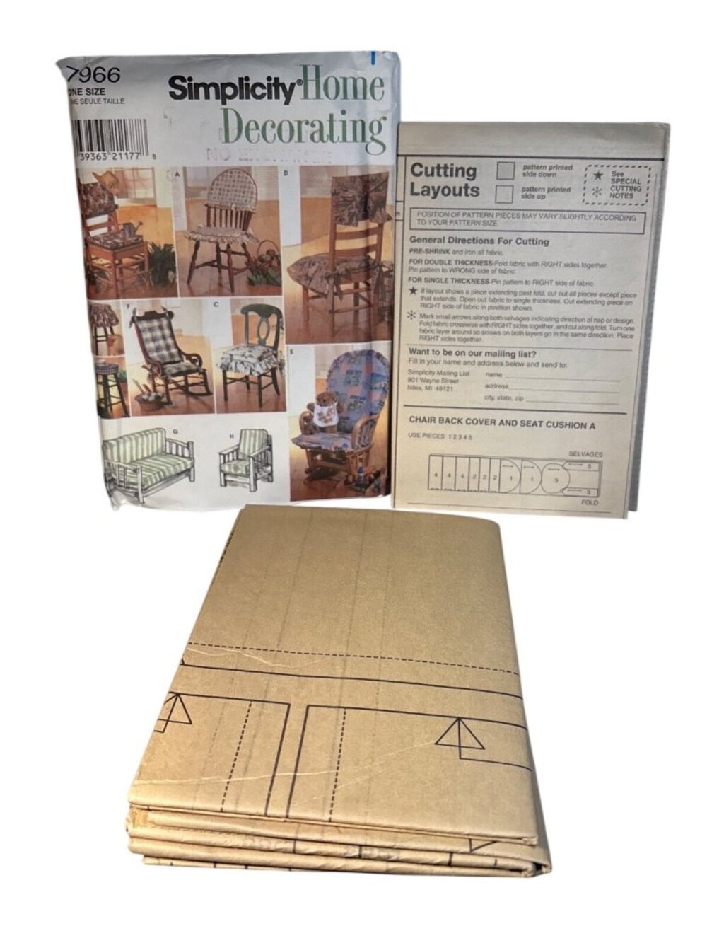 Chair Pads & Cushion Covers Sewing Pattern Simplicity 7966 Uncut